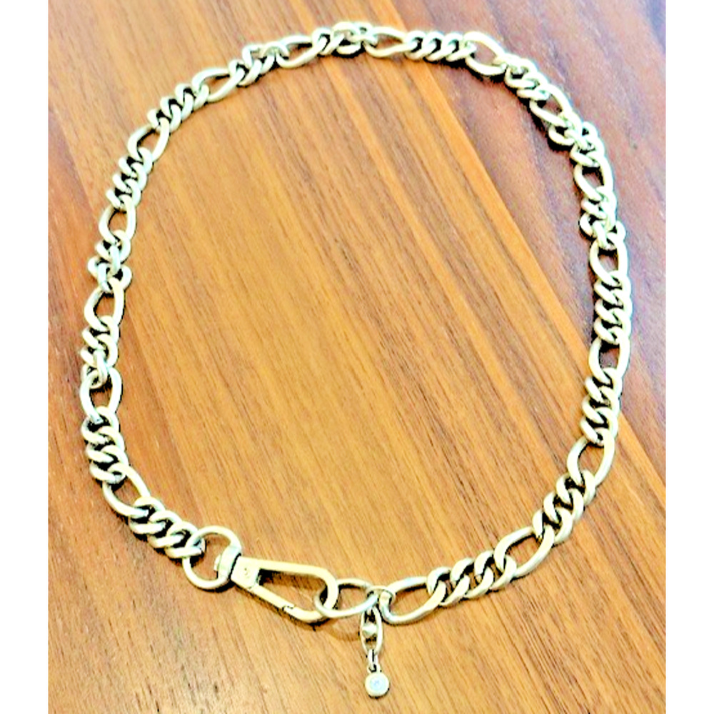 Chunky Choker Signed Cabi Swagger Brushed Gold Tone Chainlink Necklace 22" Max View 3